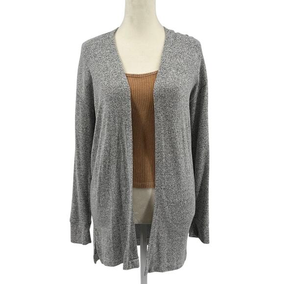 Melrose & Market Cardigan Sweater Girl L(10/12) Gray Heathered Hooded Open Front - Picture 1 of 7
